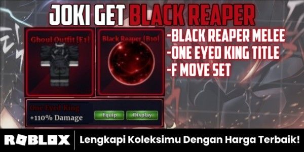 Joki Get Black Reaper + Ghoul Outfit + One Eyed King Title Set | Sailor Piece