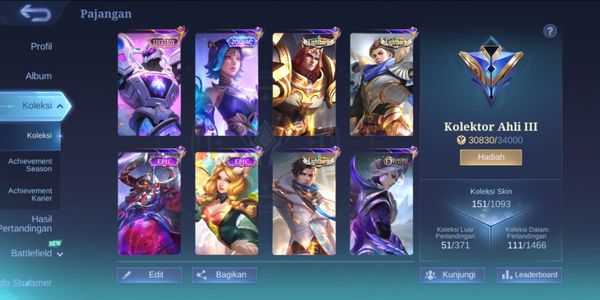 Akun Mobile Legends Skin Mantap Murah