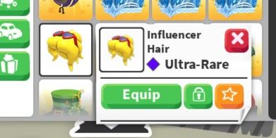 인플루언서 헤어 (울트라 레어 펫 착용 모자) Adopt Me - AdoptmeStore14