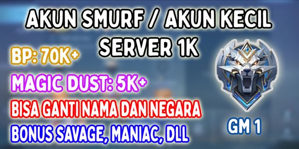 حساب Smurf سيرفر 1K | BP + MD كثير | رتبة GM 1 | نسبة فوز 100%