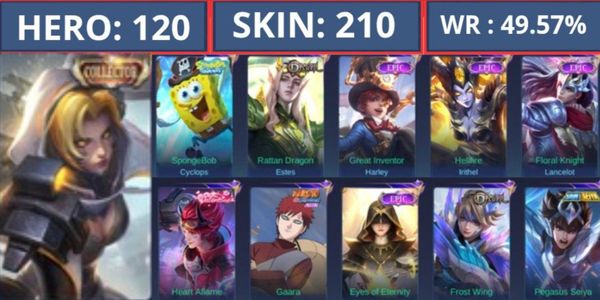 MOBILE LEGEND ACCOUNT IMMORTAL RANK 110 MANY EPIC SKINS AND CC NATALIA