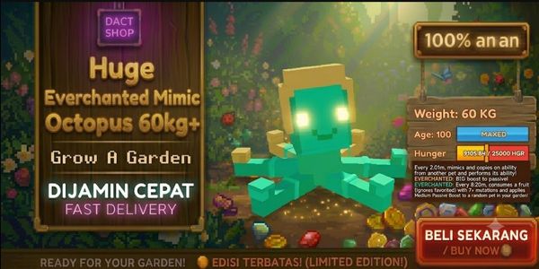 Huge Everchanted Mimic Octopus 60kg | Mimic Everchanted 60kg | Grow A Garden(mimic 60kg)