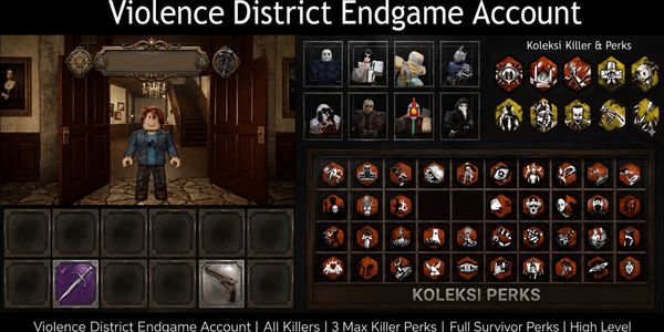Violence District Endgame Account | All Killers | 3 Max Killer Perks | Full Survivor Perks | High Level | #12JUN26RV1