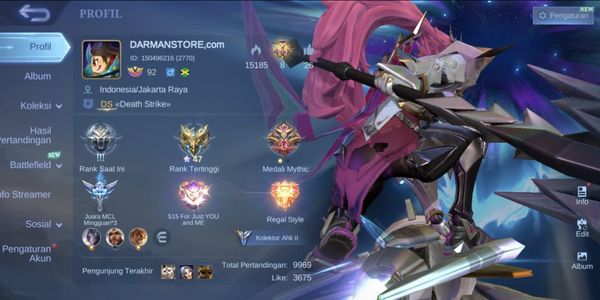 Cuenta ML Skin 193 / Héroe 133 / Skin Súper GG / Cuenta Lista para Jugar