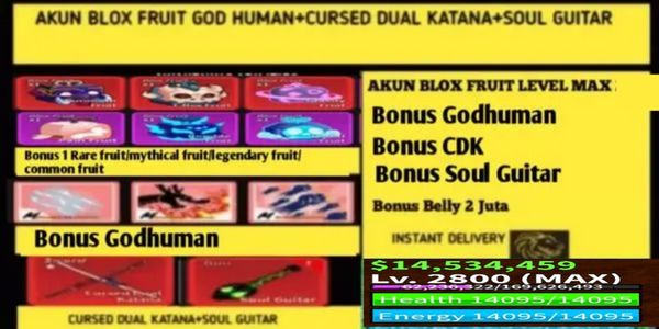 Blox Fruit Account (Soul guitar) (CDK) (Godhuman) (LevelMax)(Datpol) (God Human)