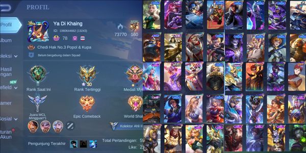 حساب Mobile Legends رخيص قوي [2275] بطل 132 سكن 202