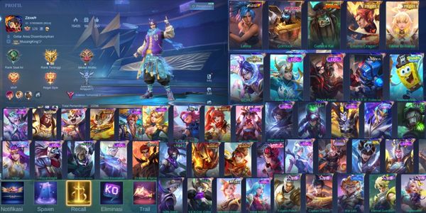 Honored collector 5 skins 343 winrate 62% Chou champion and 2 prime skins and zodiac Odette Irithel