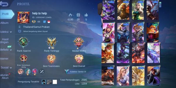CHEAP Mobile Legends ACCOUNT GG [2289] HERO 79 SKIN 92