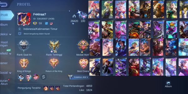 CHEAP Mobile Legends ACCOUNT GG [2291] HERO 92 SKIN 121