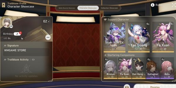 STARTER LOW TL SILVER WOLF LV.999, YAO GUANG, FU XUAN, DAN HENG PT, BRONYA ( FREE CLAIM 2B5 )