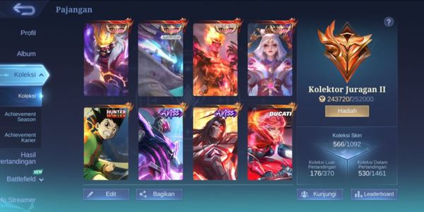 #435 Android & iOS | Skin 566 | Mega Collector 2 | 4 Legend | 2 Abyss | Ducati Benedetta | HXH Dyrroth Gon | Allstar Moskov