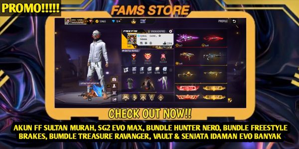 CHEAPEST SULTAN FF ACCOUNT, MAX EVO & HAS SG, MANY DESIRED WEAPON VAULTS
