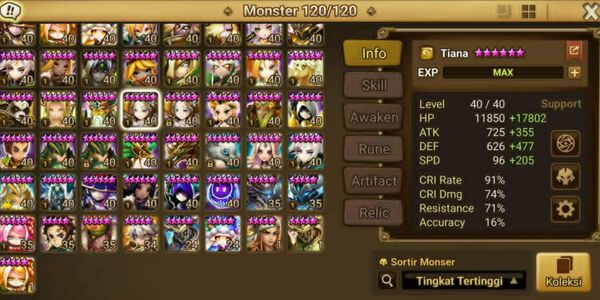 एशिया 7 LD5 Light Inosuke, Groa, Hanwul, Jager, Zenisek, Xiana और Fermion + 111 NB5, 405 6Star मॉन्स्टर