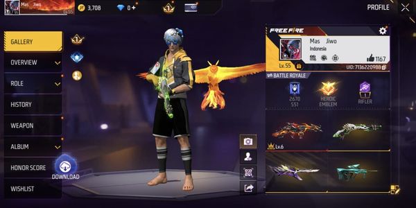 Free Fire Account with Cool Specs & Warranty