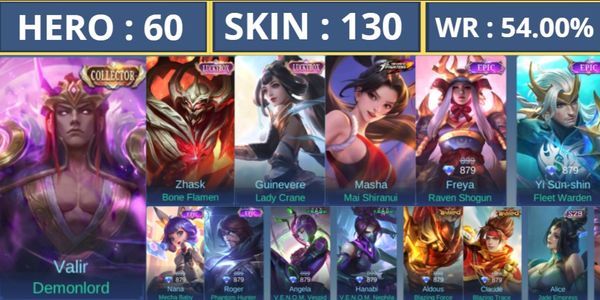 ACCOUNT SMURF HIGH SKIN COLLECTOR YOU ZHONG, 2 SKIN LUCKYBOX, KOF MASHA, 4 SKIN EPIC AND 30 DAY WARRANTY