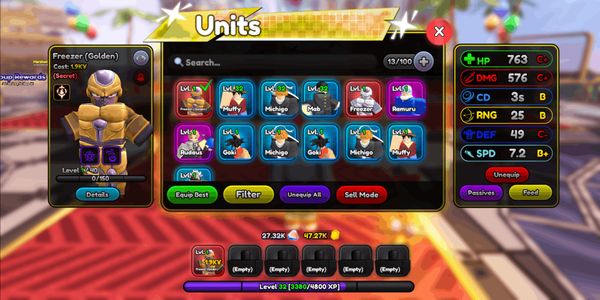 Starter Account Anime Squadron [Freezer Frieza (Golden)]
