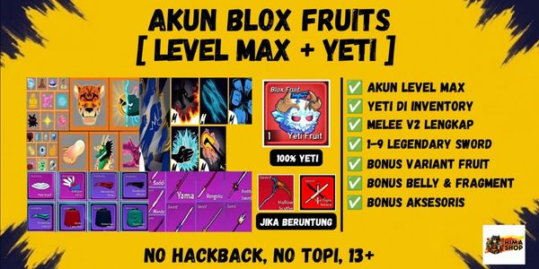MAX LEVEL ACCOUNT + YETI FRUIT IN INVENTORY | BLOX FRUIT