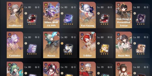 Silver Wolf 999 + SIGN + Dan heng Tesrae + Yaoguang + Anaxa + Castorice + Ruanme + Huohuo + Sparkle + Selle + Lingsha TL 66 BONUS ZZZ