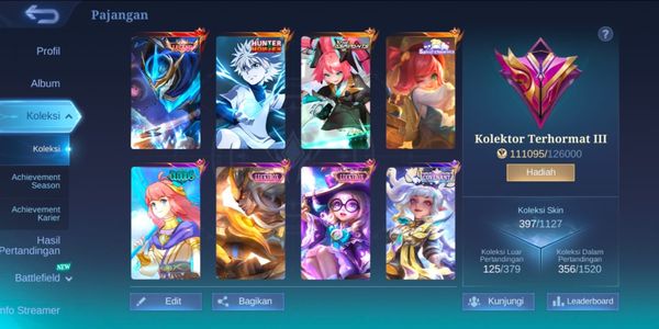 CHEAP ML ACCOUNT MAX HERO EMBLEM, LEGEND SKIN GUSION, HXH HARITH, ASPIRANTS LAYLA, SANRIO CHANGE, CLOUDS KAGURA, LUCKYBOX MARTIS ETC