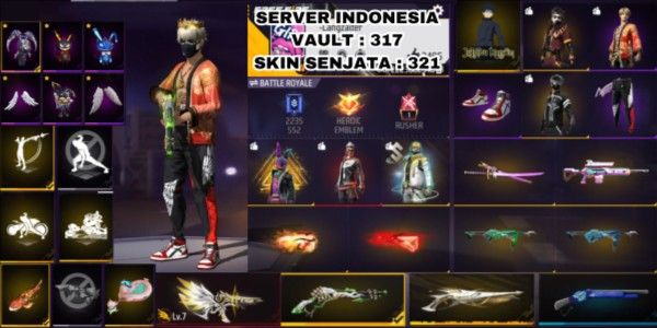FREE FIRE ACCOUNT WITH SG2 SKIN AND EVOGUN
