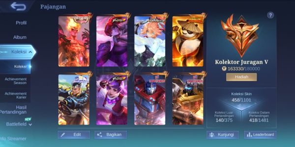 #462 Android & Ios | Skin 458 | Mega Collector 5 | 1 Legend | Aspirants Fanny | KOF Chou | Sanrio Claude | Kungfu Panda Akai
