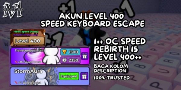 REBIRTH ACCOUNT 15, LEVEL 400, SPEED 1Oc+ | +1 SPEED KEYBOARD ESCAPE