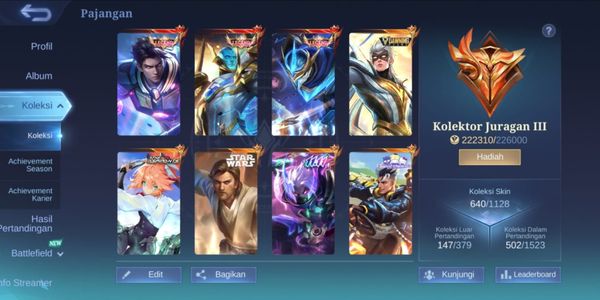 #526 Android & Ios | Skin 640 | Mega Collector 3 | 3 Legend | Dawning Vale | Aspirants Fanny | 11.11 Hayabusa Shura | 3 Sanrio