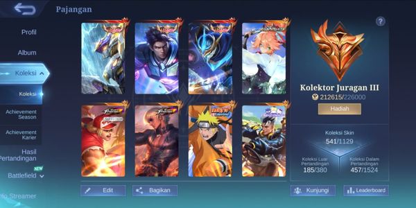 #532 Android & Ios | Skin 541 | Mega Collezionista 3 | 3 Leggenda | Aspiranti Fanny | KOF Gusion | KOF Paquito | Sanrio Claude