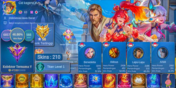 SKIN 210!! WR 46% STARWARS ALUCARD, COLLECTOR NATALIA, SEIYA BADANG, SPONGEBOB CYC, NARUTO VALE, FULL MYSTIC MEOW, 4 LIGHTBORN, 27 DELUXE SKINS