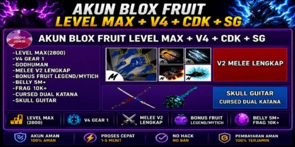 Max Level Blox Fruits Account + Cdk + god human + pull lever + v4