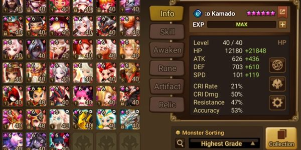 एशिया 7 LD5 Wedgat, Asima, Nicki, Liliana, Dark Twin Angel, Zerath और Eleanor + 115 NB5, 352 6Star मॉन्स्टर
