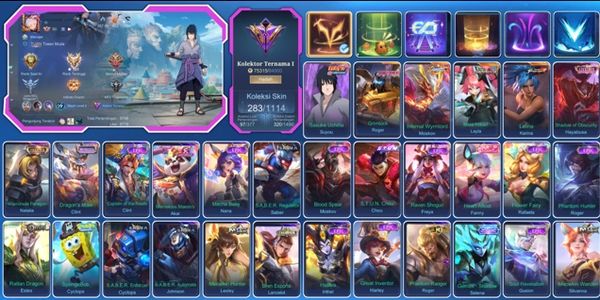 283 SKINS • SASUKE • ALLSTARS MOSKOV • ASP LAYLA • TRANSFORMERS ROGER • LUCKYBOX HAYABUSA • 1 CC •12 LIMITED • RECALL EPIC