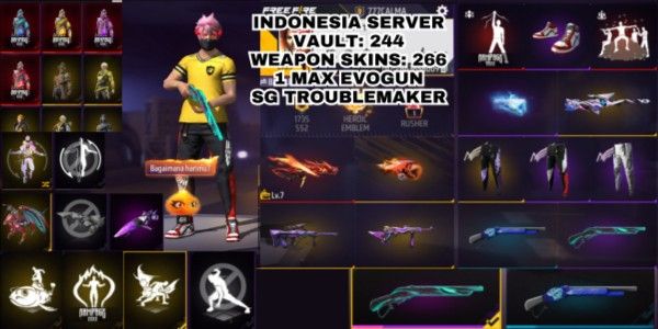 FREE FIRE ACCOUNT EVOGUN AND SG2