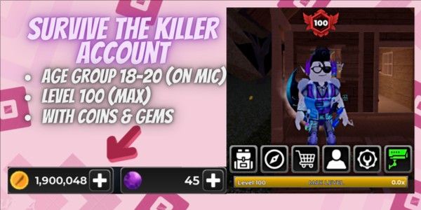 Account Survive The Killer | Level 100 | 1.9m Coins