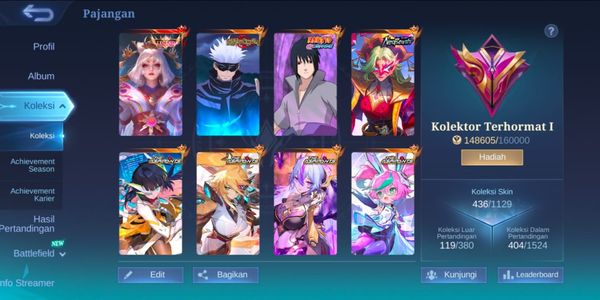 CHEAP RESPECTED ML ACCOUNT, EX IMMORTAL, LEGEND SKIN LUNOX, JJK XAVIER, SASUKE SUYOU, NEOBEAST PHARSA, ASPIRANTS RUBY, CHANGE, LESLEY, VEXANA ETC