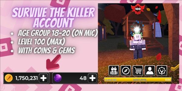 Account Survive The Killer | Level 100 | 1.75m Coins