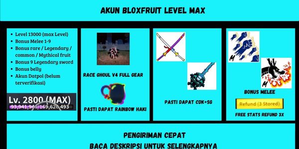 BLOX FRUIT ACCOUNT LEVEL 2800 MAX
