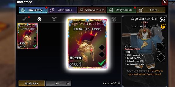 Sage Warrior Helm Account