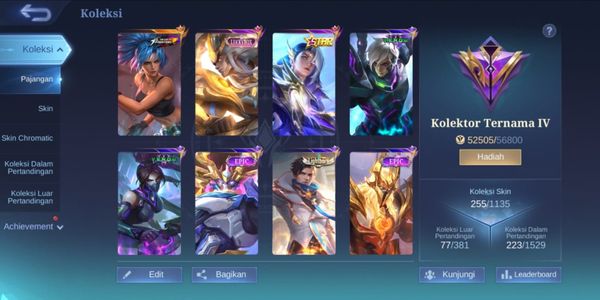 Mobile Legends अकाउंट GG | एम्ब्लेम फुल मैक्स | बहुत सारी स्किन्स