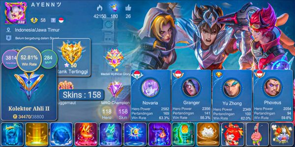 SKIN 160!! WR 52% COLLECTOR NATALIA, SEIYA BADANG, NARUTO VALE, LIGHTBORN TRIGEAL, FULL MYSTIC MEOW, 20 DELUXE SKINS EX GLORY