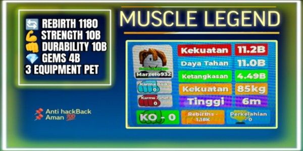 Muscle Legend Account | Rebirth 1180