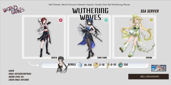[SEA Server] Wuthering Waves Reroll Account Premium Asterite | Union Level 31+