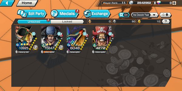 Akun 4 ex Extreme Max | Zoro sanji Max | Kuzan | Marcus | Roger | Log Bandai | Solo fresh - One Piece Bounty Rush