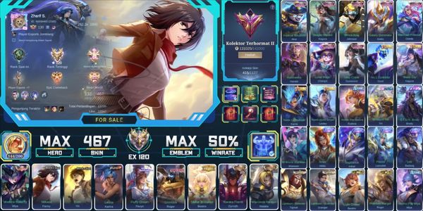 467 Skins, Legend Miya, AOT Fanny Yin, Collector Dyrroth Karina, Stun Brody, MWorld Yin Wanwan, Atomic Eudora Miya