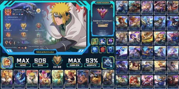 505 SKINS, LEGEND JOHNSON GUSION, NARUTO GUSION, 3 PRIME, 2 COLLECTOR, 6 ZODIAK