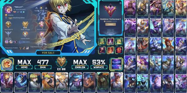 477 SKINS, LEGEND FRANCO GUSION, HUNTER JULIAN, NARUTO LUKAS, ASPIRANT LESLEY, 2 KOF, 2 COLLECTOR