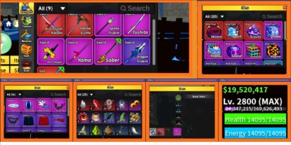MAX LEVEL ACCOUNT + Hallow Scythe [3 MYTHICAL FRUITS IN INVENTORY] - BLOX FRUIT