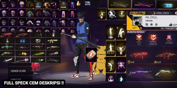 FREE FIRE SULTAN ACCOUNT WITH MANY COOL WEAPONS