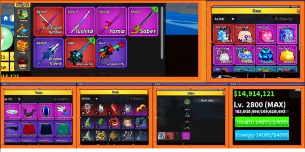 CRUSED DUAL KATANA ACCOUNT MANY BONUSES - BLOX FRUIT - AS PER IMAGE