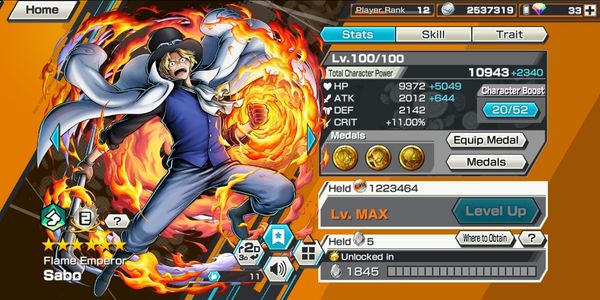 ไอดี Extreme Sabo EX Max LVL 100 [Android/iOS]
